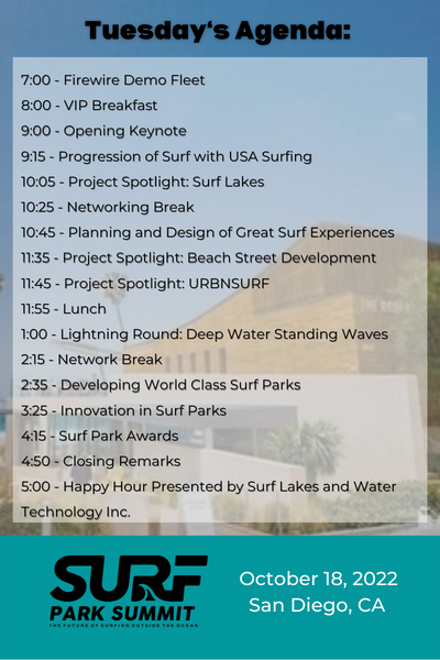 Surf Park Summit Day 2 Agenda